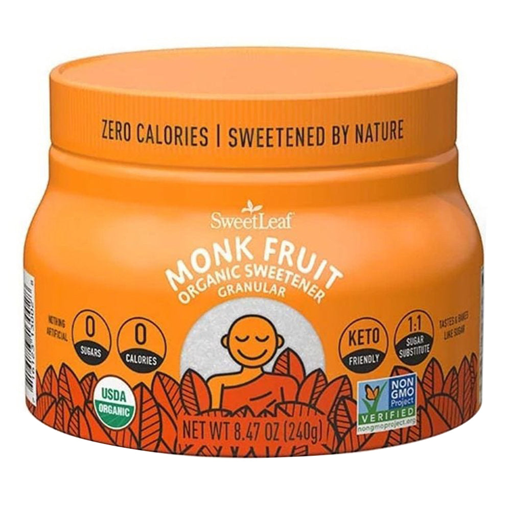 SweetLeaf Organic Monk Fruit Sweetener Powder Cannister Gluten Free 8.47Oz (240g)