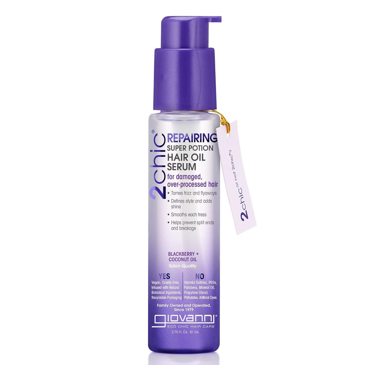 Giovanni 2chic Hair Oil Serum Blackberry and Coconut Oil, 2.75 Oz
