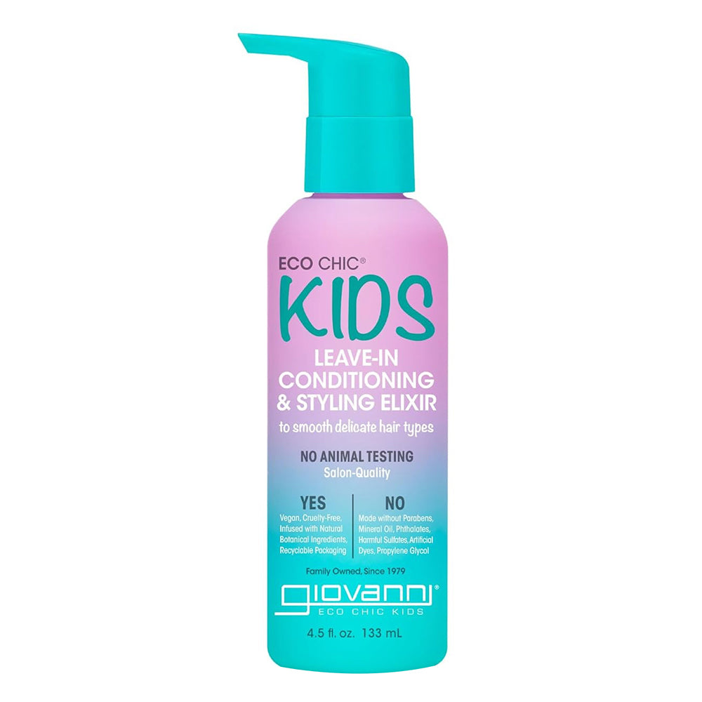 Giovanni Eco Chic Kids Leave-In Conditioning and Styling Elixir Smooth Delicate for All Hair Types 4.5Oz (133ml)