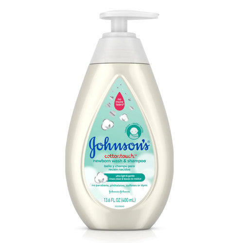 Johnsons Baby Cotton Touch Wash And Shampoo For Newborn Baby, 13.5 Oz
