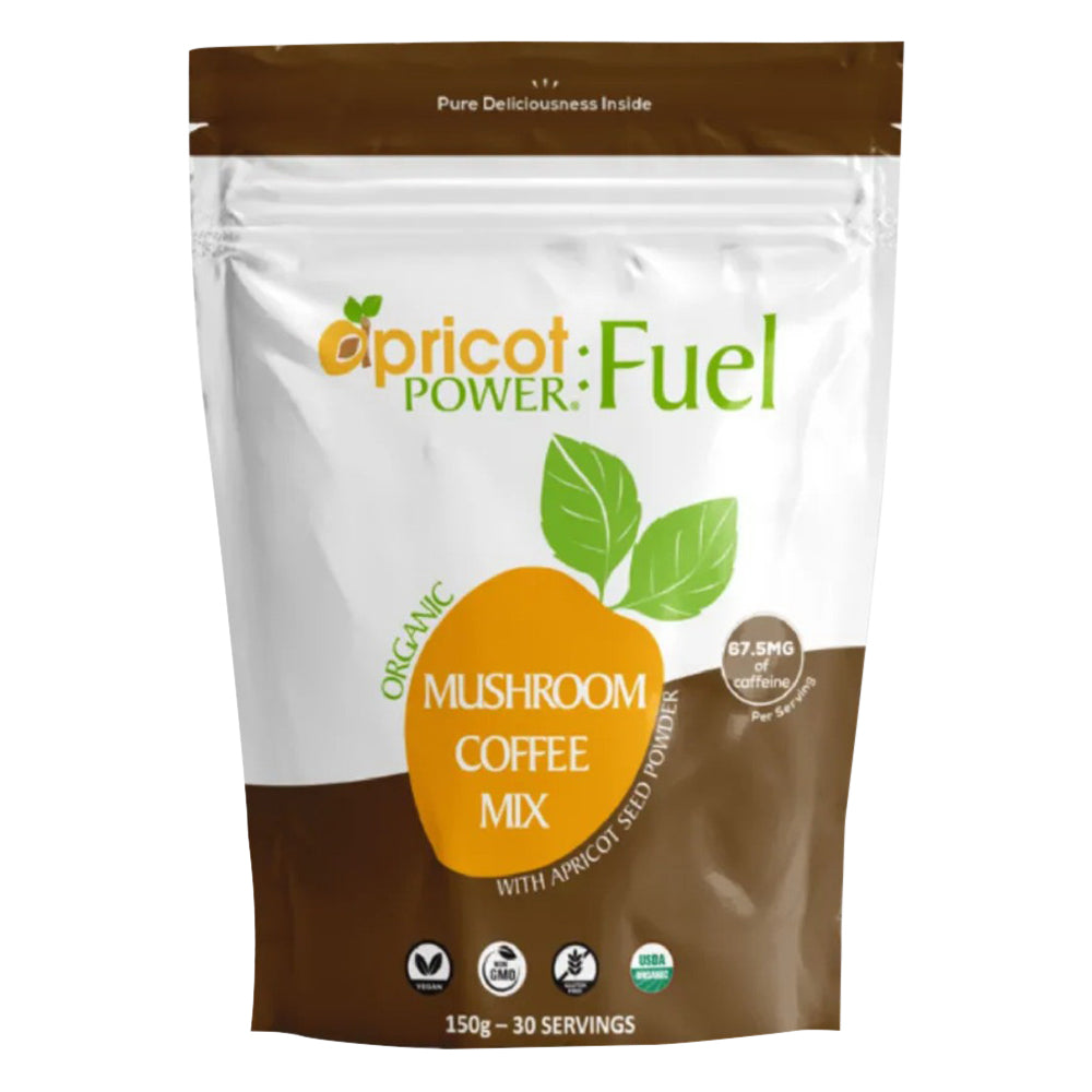 Apricot Power Fuel Mushroom Coffee Mix for Energy Mental Focus and Immune Support 5Oz (150g)