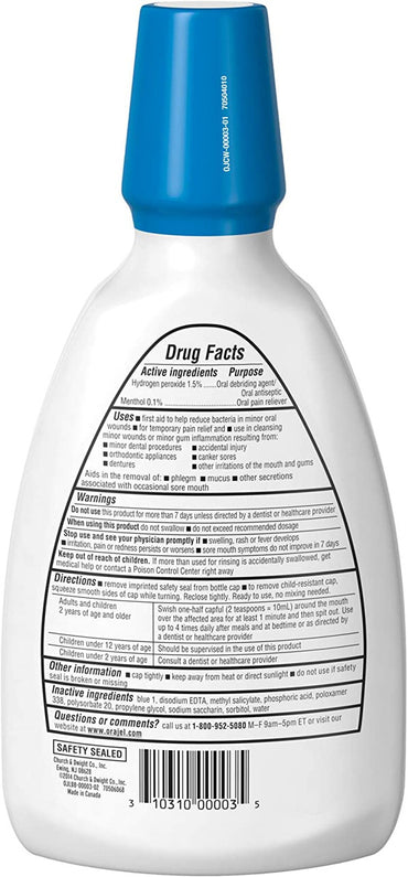Orajel Alcohol-Free Antiseptic Mouth Sore Wash Rinse - 16 Oz
