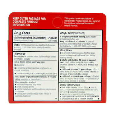 Leader Original Formula Motion Sickness Relief 50 mg Tablets, 12 Ea