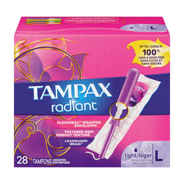 Tampax Radiant Tampons Light Absorbency, Unscented, 28 Ea