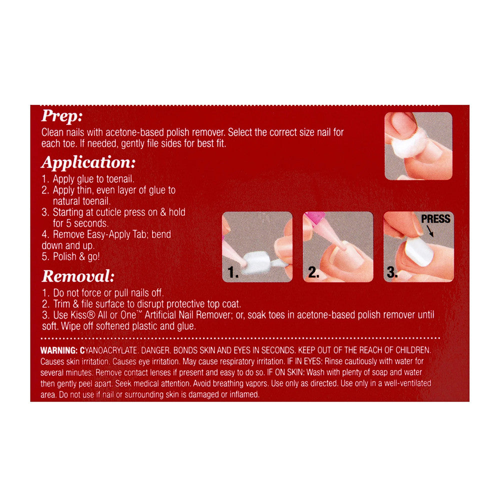 Kiss Full Cover Toenails, Short Length, 97 Ea