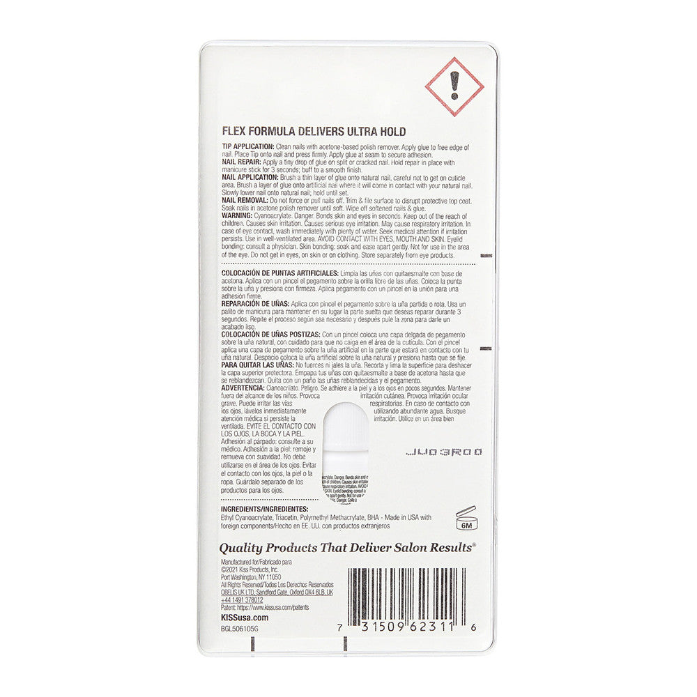 Kiss Power Flex Brush On Nail Glue, 0.17 Oz