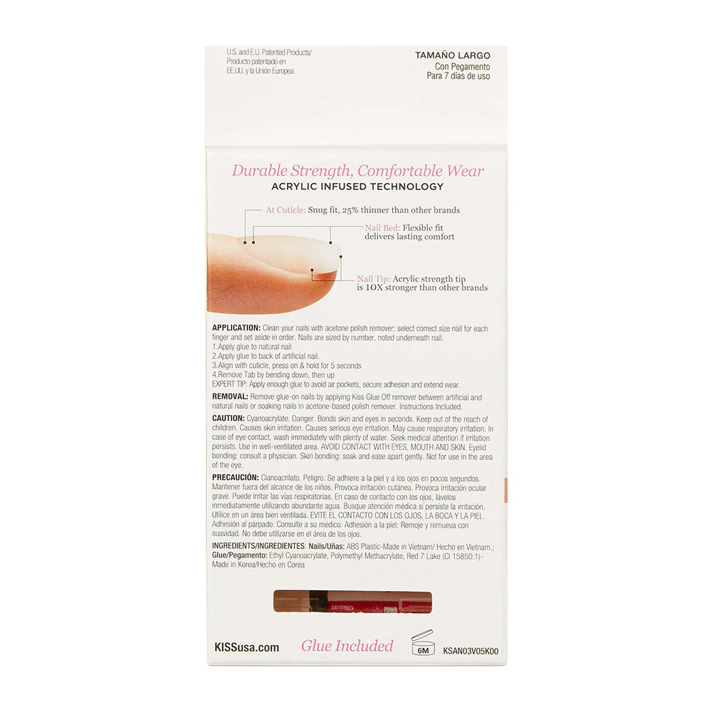 Kiss Salon Acrylic Natural Revolutionary Nails with 28 Nails and Glue, Long, 1 Ea