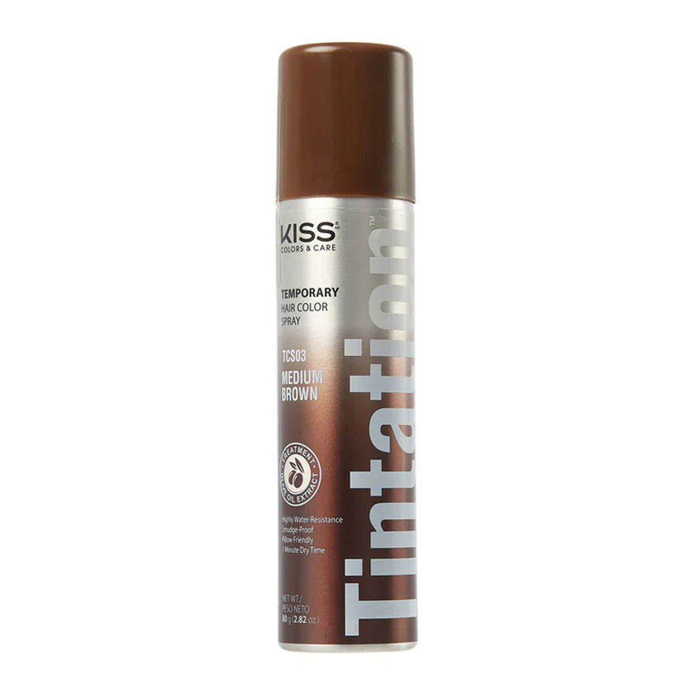 Kiss Tintation Temporary Hair Color Spray, Medium Brown, 2.82 Oz