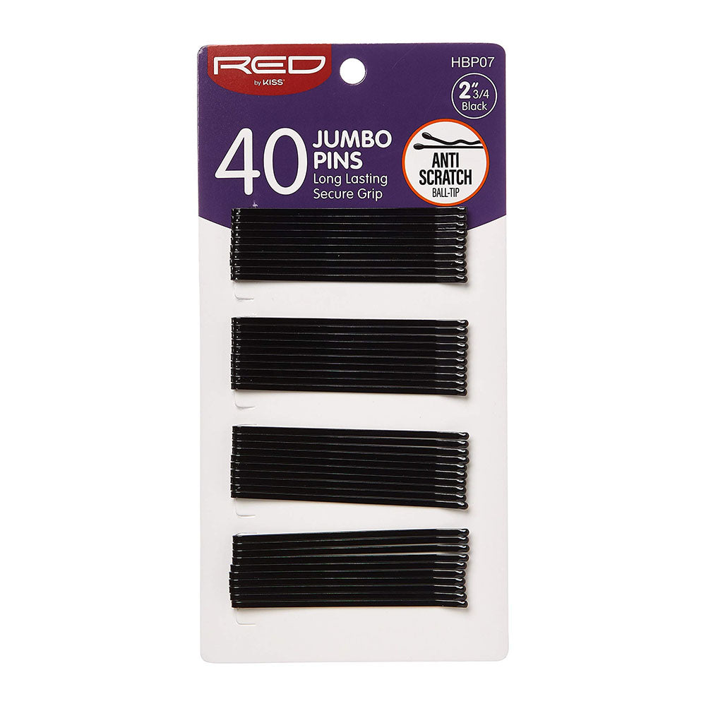 Red by Kiss 2 3/4inch Jumbo Black Hair Pins, 40 Ea