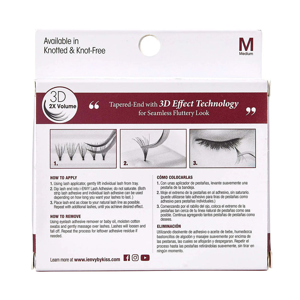 Kiss I Envy 3D Knotted Lashes, Ultra Black, Medium, 1 Ea