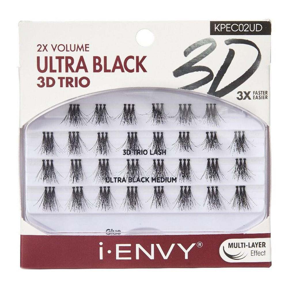 Kiss I Envy Ultra Black 3D Trio Medium 2X Volume Eyelashes 1Ea