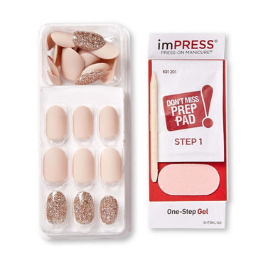 Kiss Impress Press On Manicure Kit, Pink, Short Length, 30 Ea