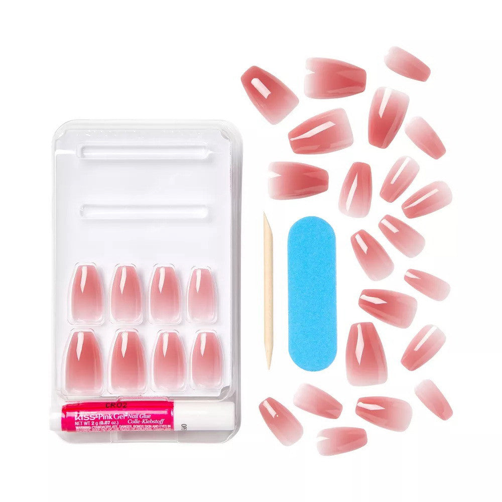 KISS Bare but Better Sculpted Nude Fake Nails, Pink, 28Ct