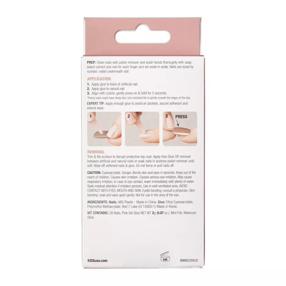 KISS Bare but Better Sculpted Nude Fake Nails, Pink, 28Ct