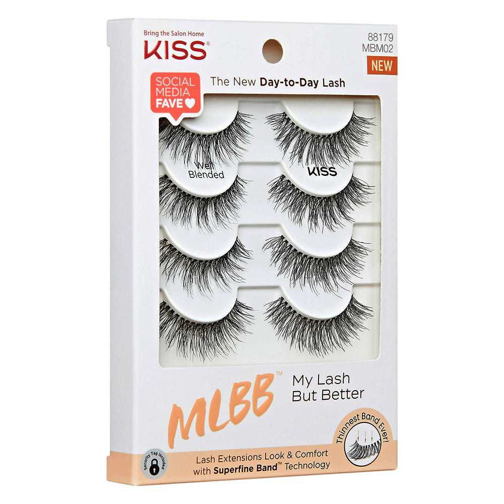 Kiss My Lash But Better Well Blended False Eyelashes 16mm Black Lightweight 4Pairs