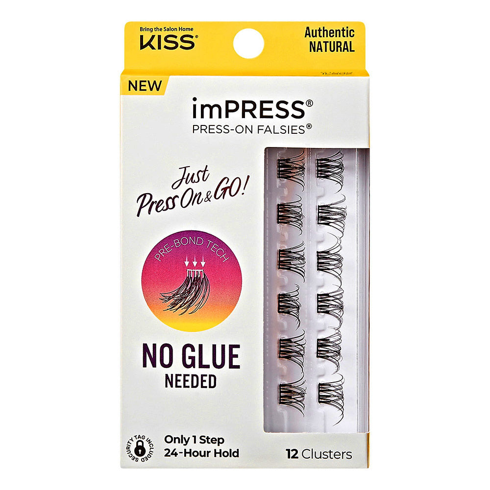 Kiss Impress Falsies Press On Self Adhesive Eyelashes Authentic Natural Black 12Ea