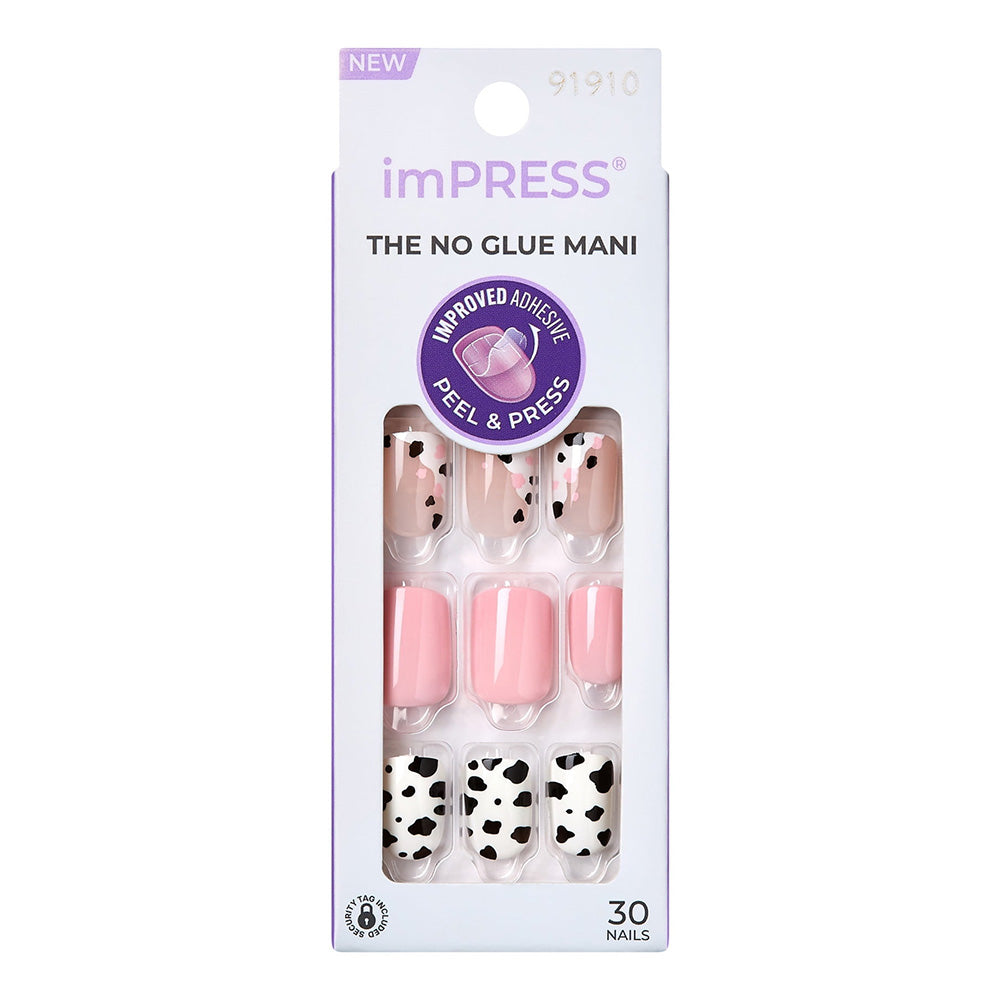 Kiss Impress Press On Fake Nails One Chance Pink Short Squoval 30Ea