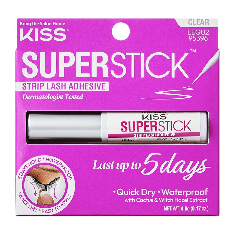 Kiss SuperStick Lash Couture Extended Wear Strip Lash Adhesive False Eyelashes Clear 0.17Oz (4.8g)