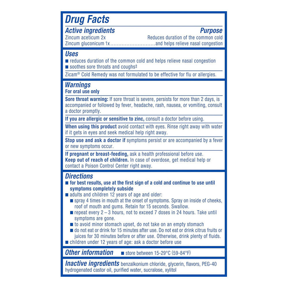 Zicam Cold Remedy Pre Cold Medicine Oral Mist, Arctic Mint, 1 Oz