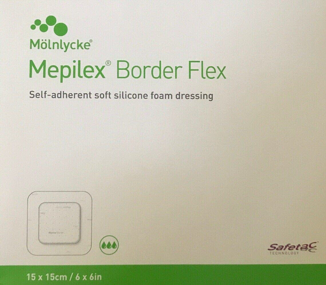Mepilex Border Flex 4 x 4 Inch, Self Adherent Soft Silicone Foam Dressing, 5 Ea