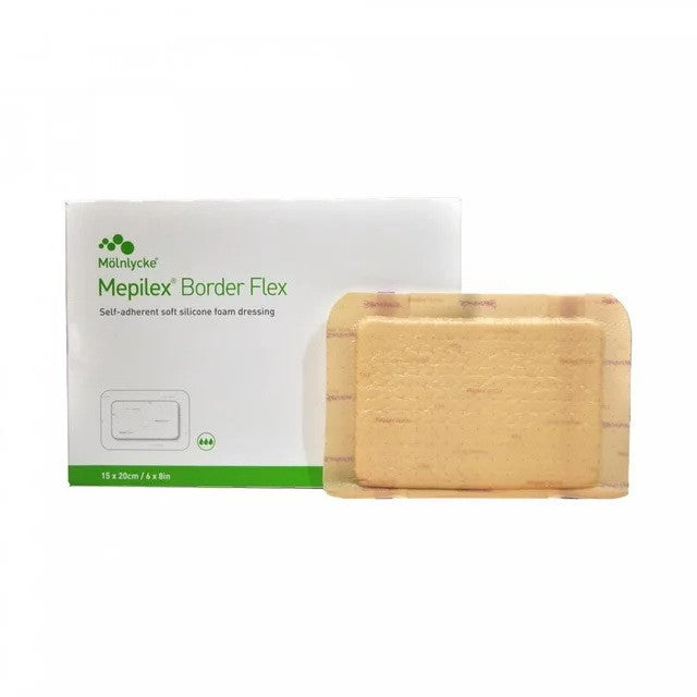 Mepilex Border Flex 6 x 8 Inch, Self Adherent Soft Silicone Foam Dressing, 5 Ea