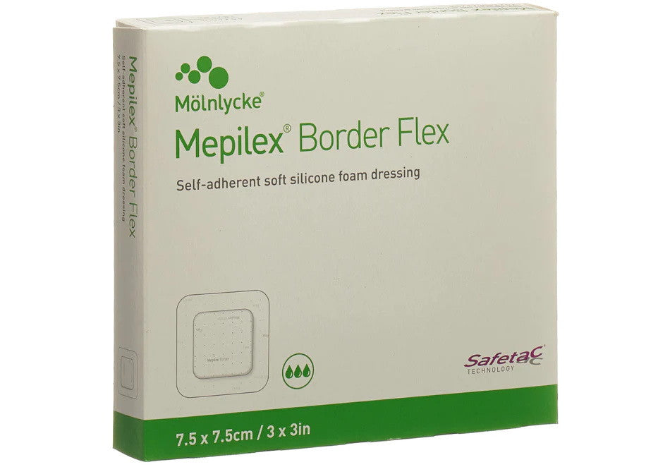 Mepilex Border Flex 3 x 3 Inch, Self Adherent Soft Silicone Foam Dressing, 5 Ea