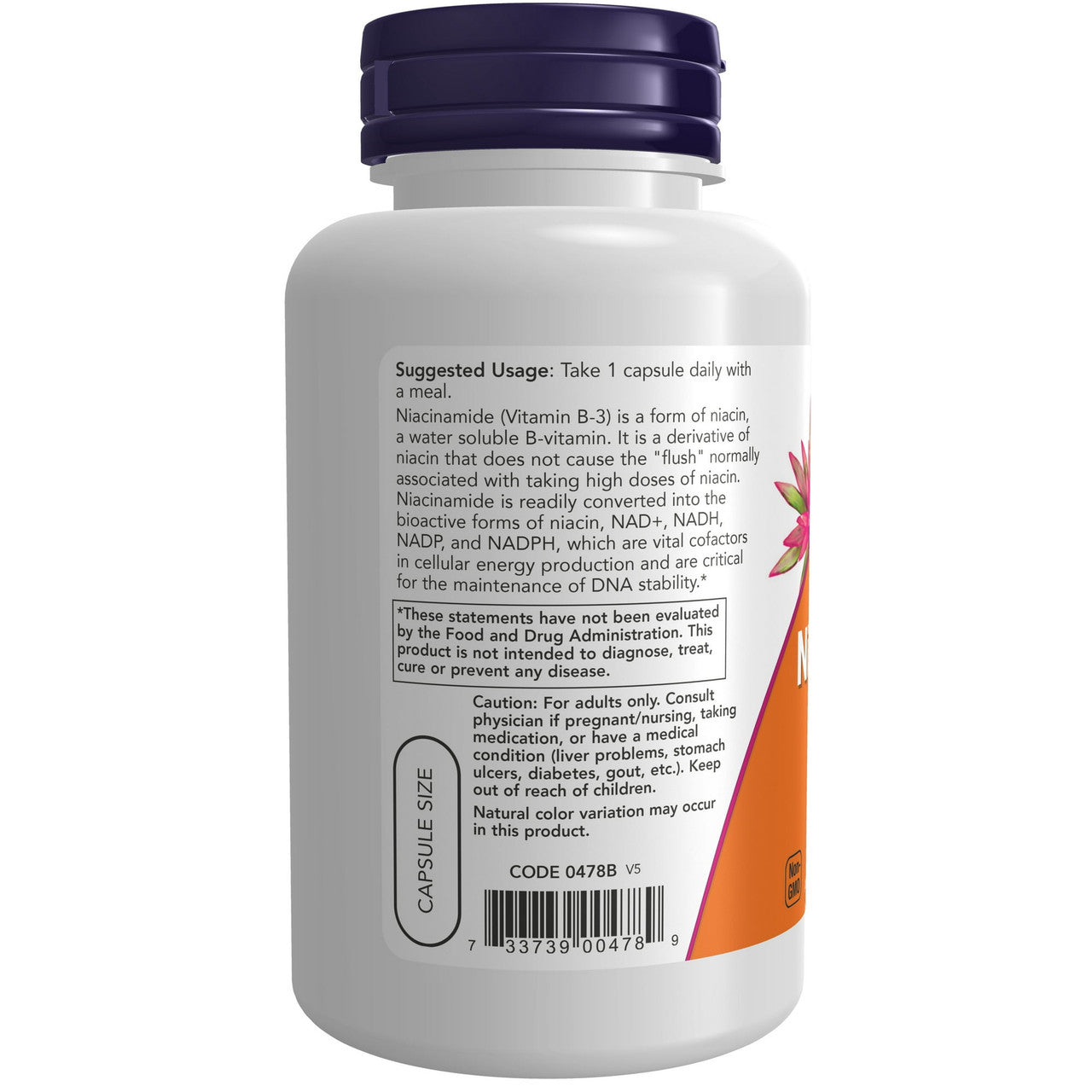 Now Foods Niacinamide 500mg Vitamin B-3 Capsules, 100 Ea