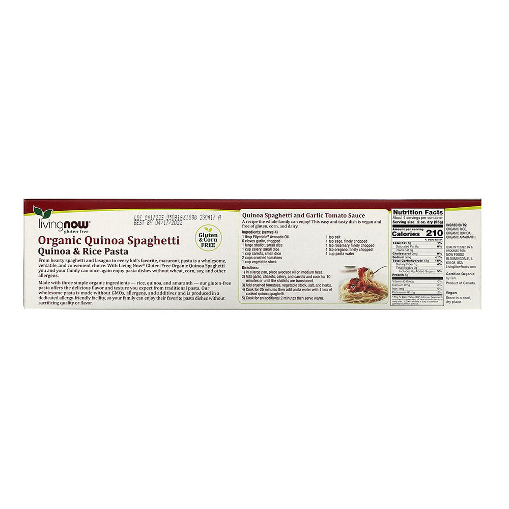 Now Foods Organic Spaghetti Quinoa And Rice Pasta, 8 Oz