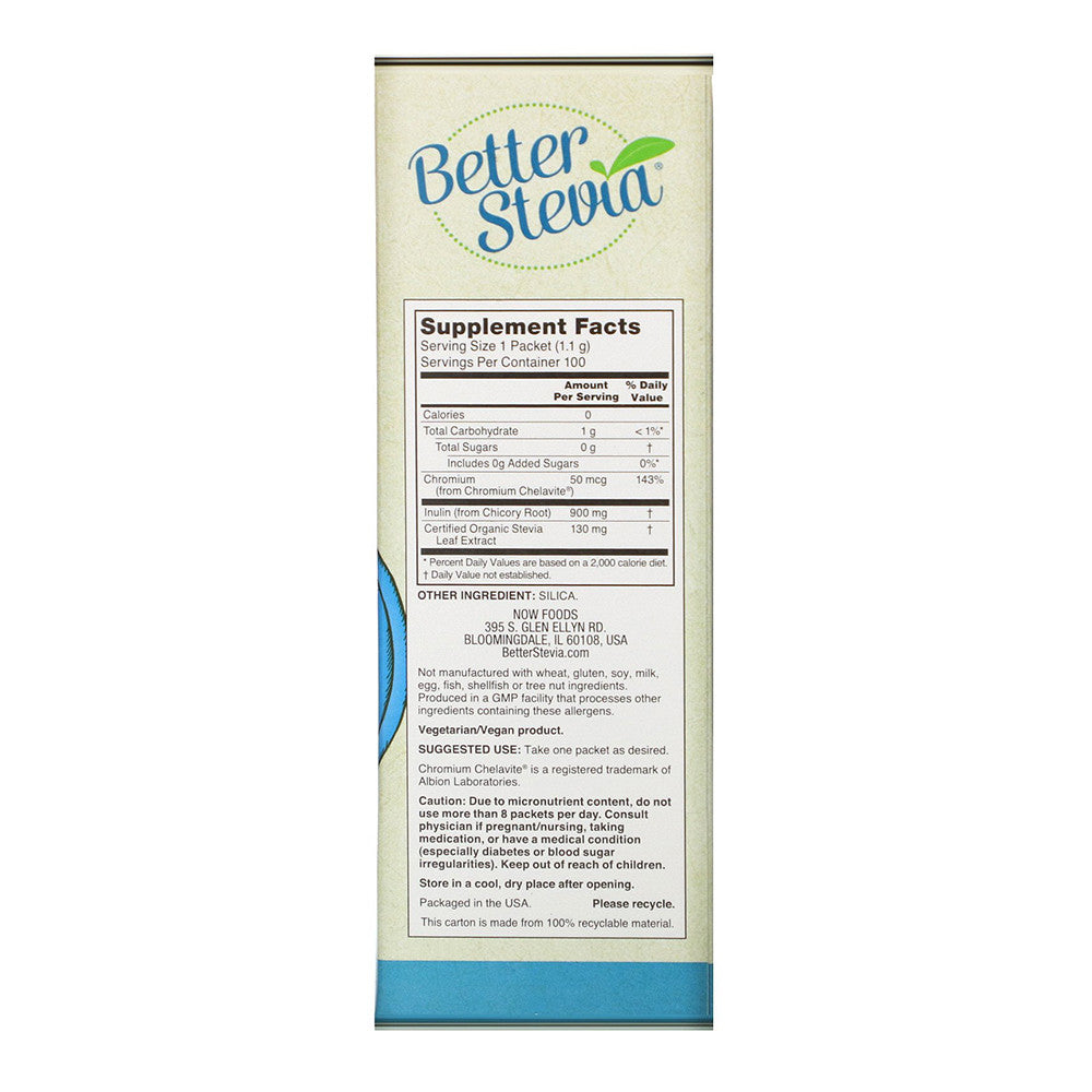 Now Foods Better Stevia Balance With Chromium And Inulin, 100 Ea