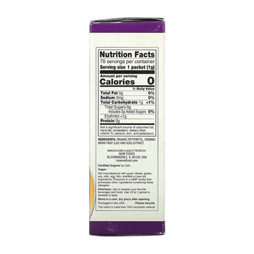 Now Foods Organic Monk Fruit Zero Calorie Sweetener, 70 Ea