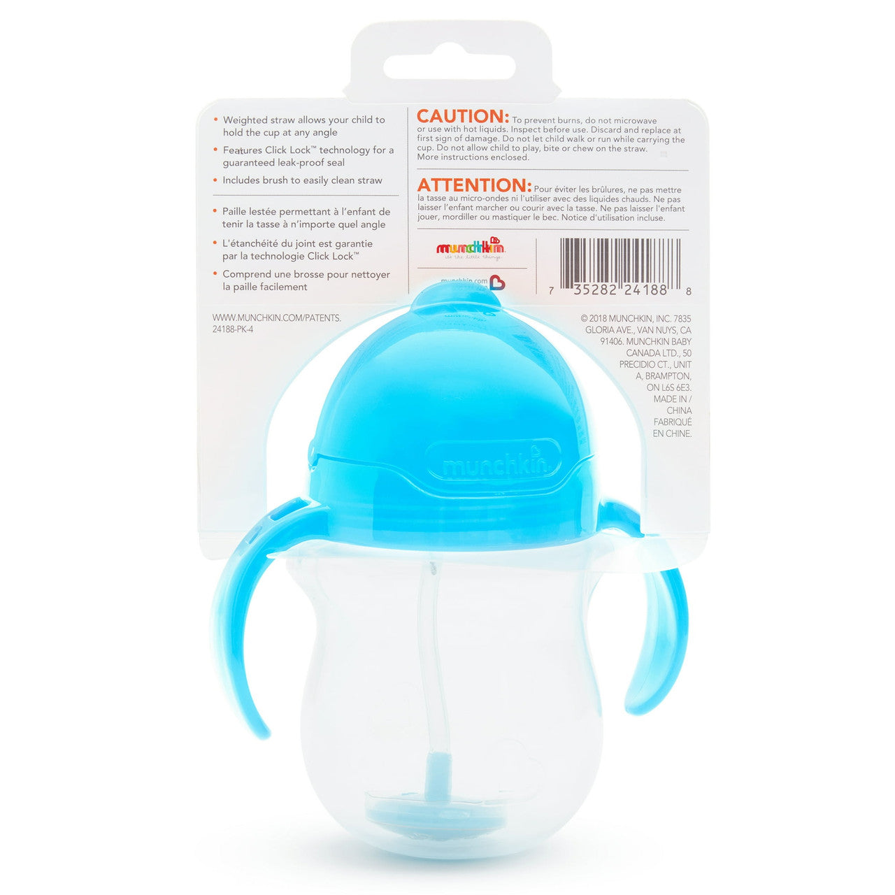 Munchkin Click Lock Weighted Straw Flexi Cup - 7 Oz(Colors May Vary)