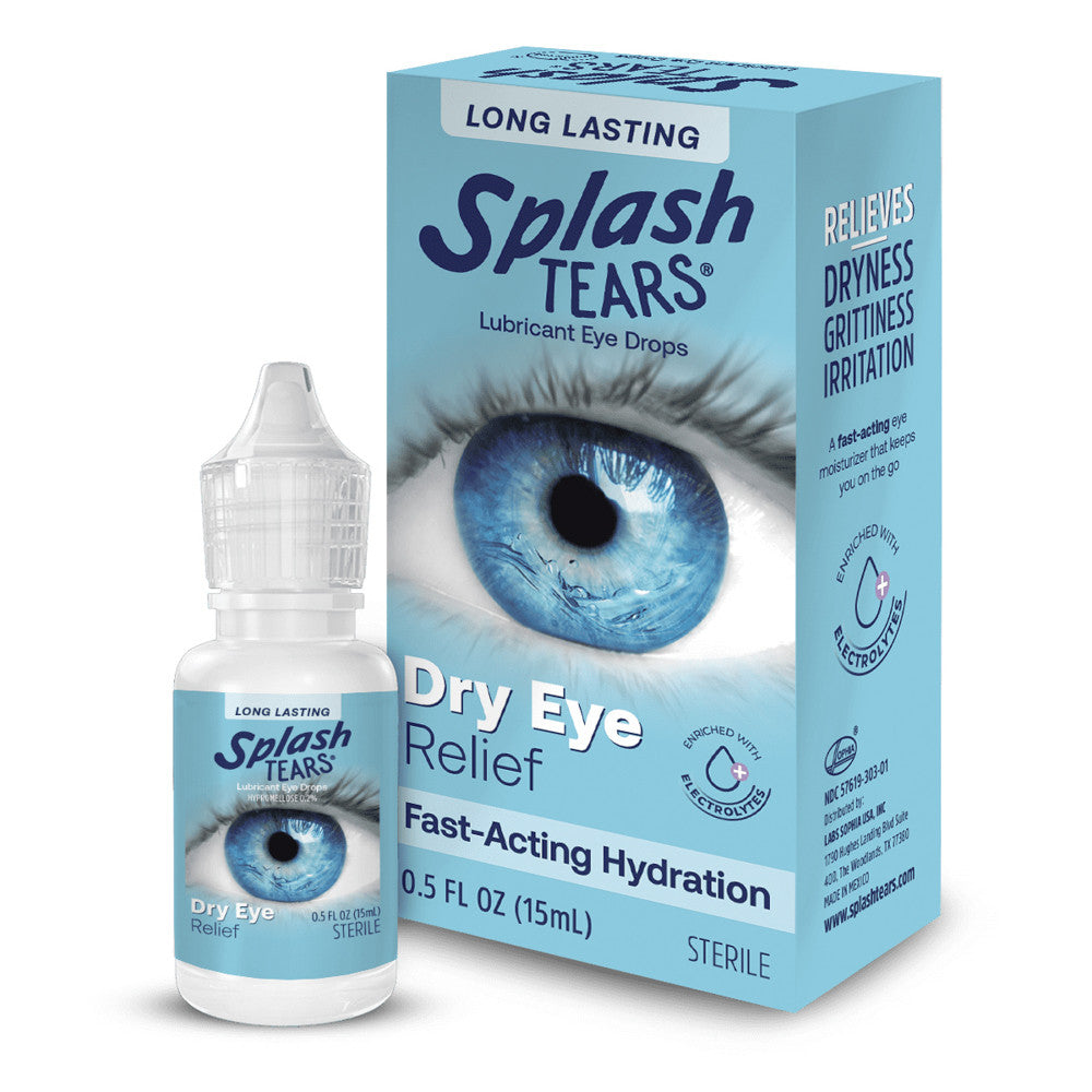 Splash Tears Lubricant Eye Drops Fast Acting Artificial Tears for Dry Eyes, 0.5 Oz