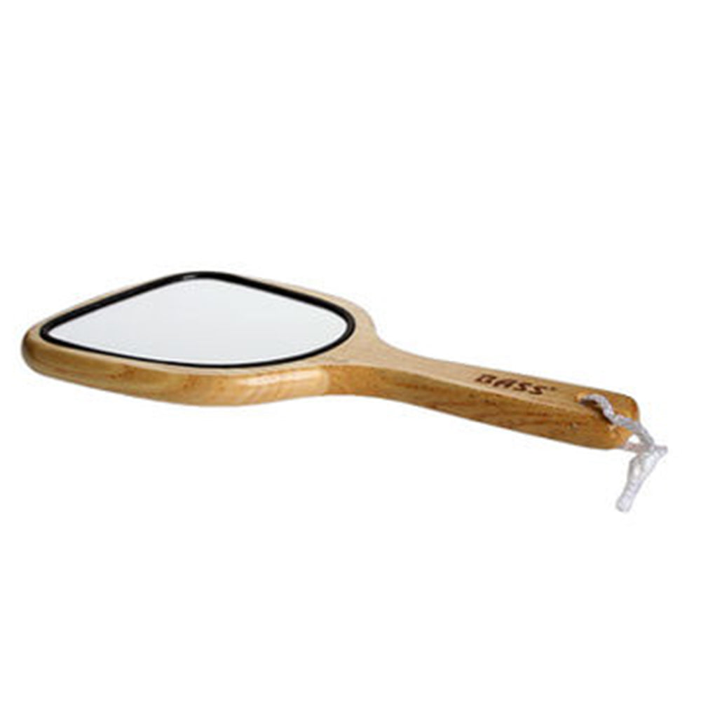 Bass Brushes Natural Wood Frame Hand Dresser Double Sided Reflection with 3X Magnification Mirror 1Ea
