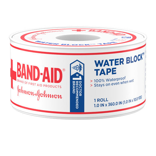 Band-Aid Water Block Waterproof Adhesive Tape Roll, 1 In x 10 yd, 1 Ea