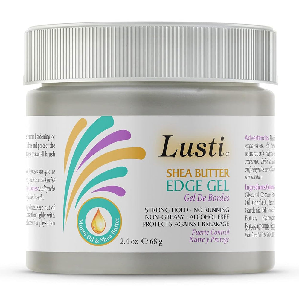 Lusti Shea Butter Edge Hair Gel for Strong Hold and Smooth Edges Alcohol Free 2.4Oz (68g)