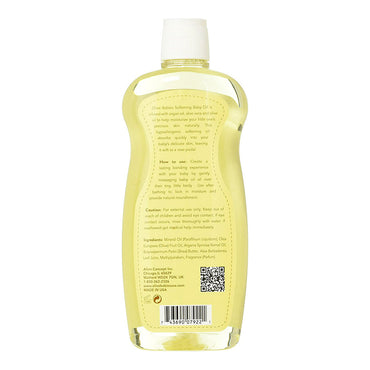 Olive Babies Softening Baby Oil, With Argan Oil, Olive Oil and Aloe Vera, 12 oz