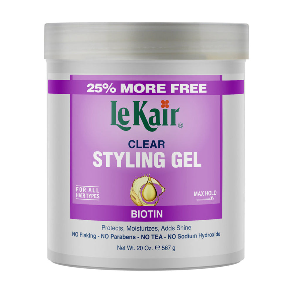 Stephan Lekair Styling Gel Biotin Clear for Strong Hold and Healthy Looking Hair 20Oz (567g)