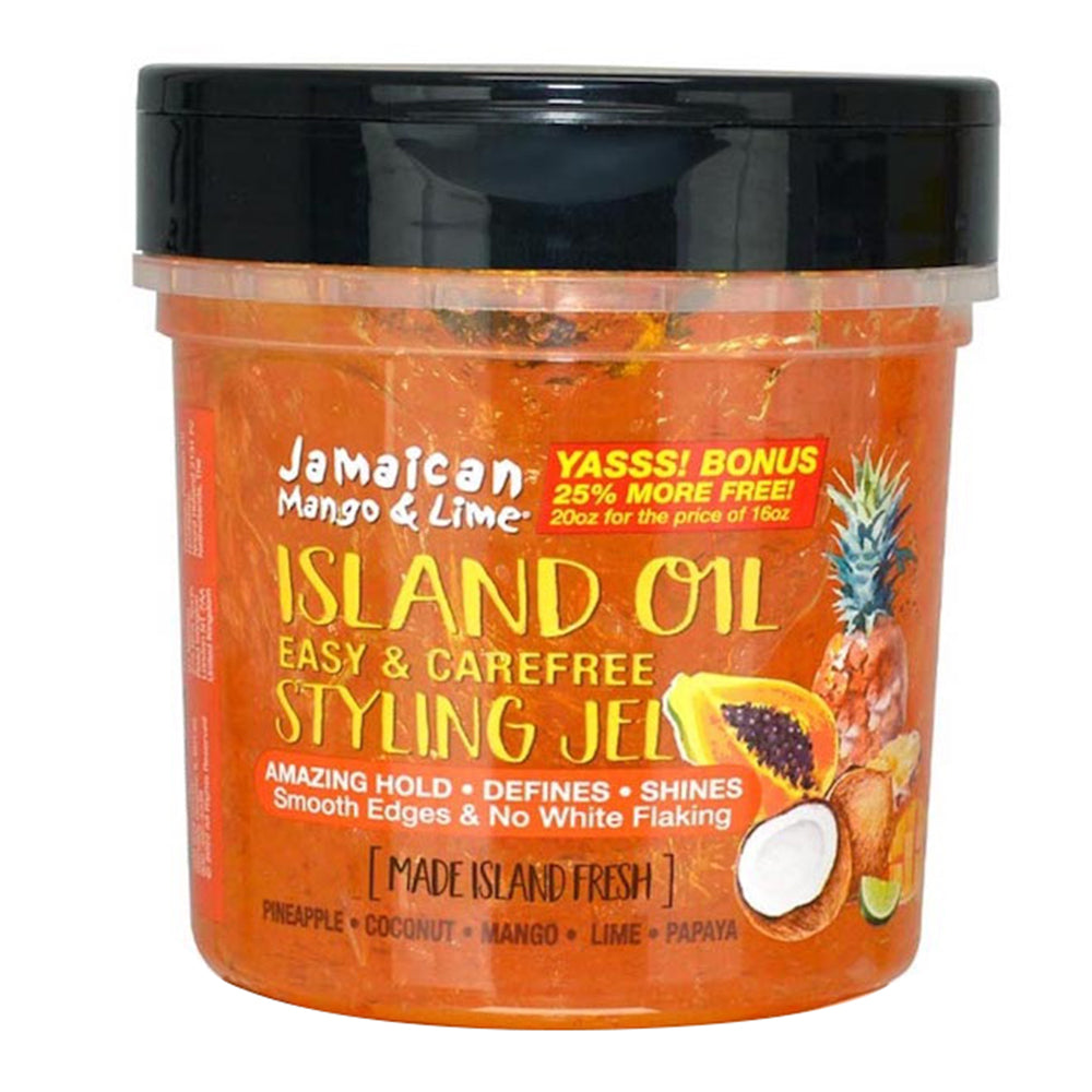 Jamaican Mango and Lime Island Oil Hair Styling Jel for Easy Carefree Hold and Frizz Control 20Oz (567g)
