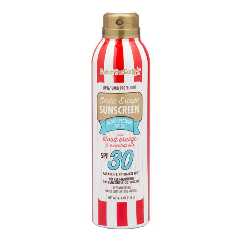 Fruit of the Earth Exotic Escape Sunscreen Spray SPF 30 with Blood Orange, 5.5 Oz