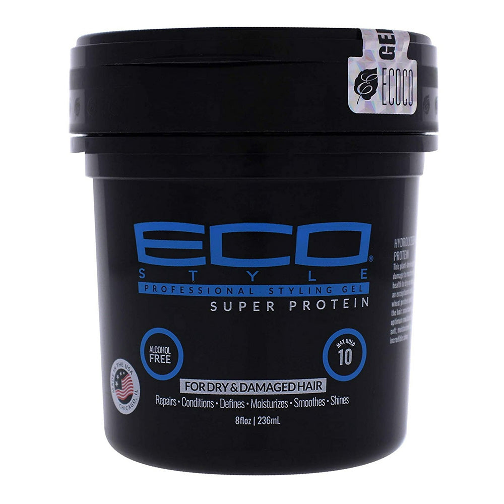 Eco Styler Blue/Black Super Protein Styling Gel for Smooth Defined Hair 8Oz (236ml)
