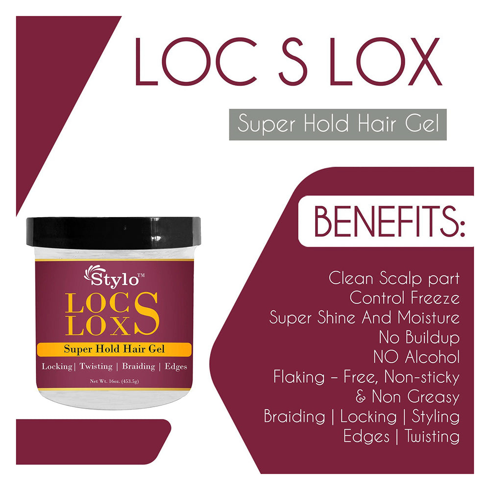 Stylo Locs Loxs Super Hold Styling Gel Extreme Hold for Locs and Twists 16Oz (453.5g)