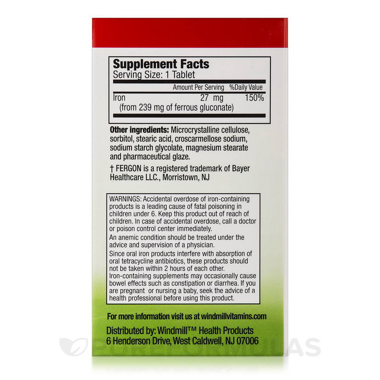 Windmill Fe Gluconate 239 Mg Comaparables Tablets - 100 Ea