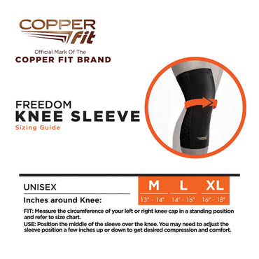 Copper Fit Freedom Knee Compression Sleeve, Large, 1 Ea