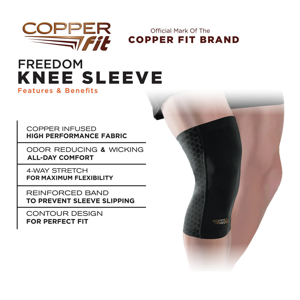 Copper Fit Freedom Knee Compression Sleeve, Large, 1 Ea