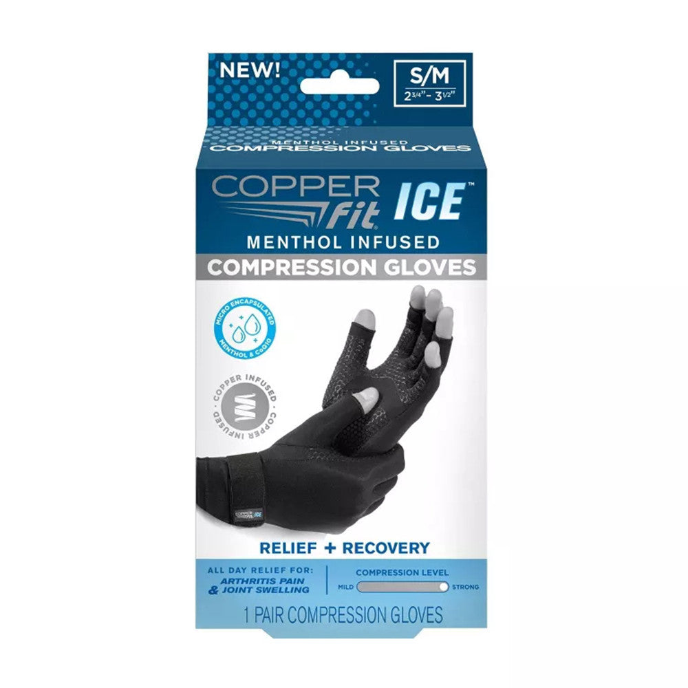 Copper Fit Ice Gloves Infused with Cooling Action And Menthol Small And Medium, 1 Ea