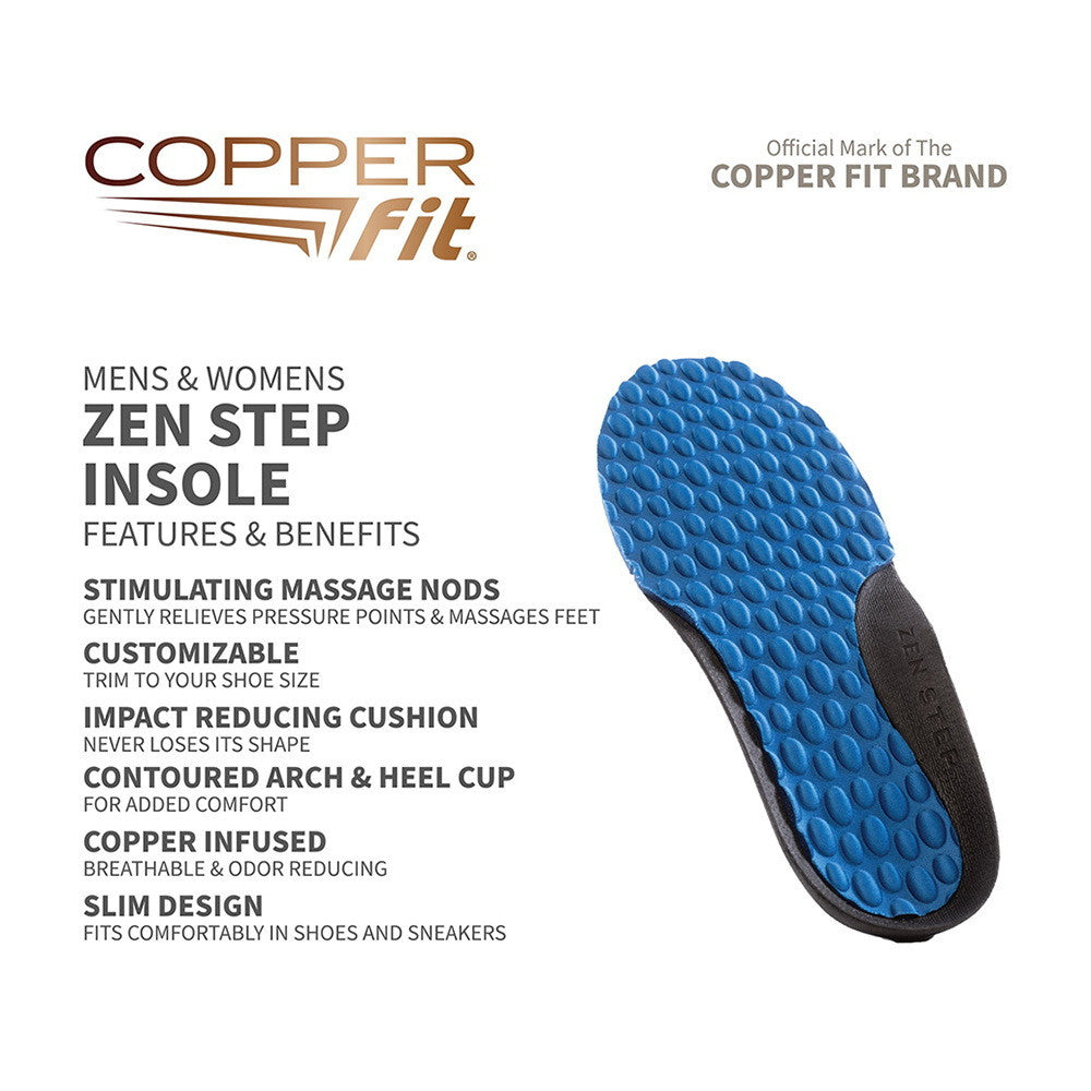 Copper Fit Mens Zen Step Comfort Insole, Size 8 To 14, 1 Pair