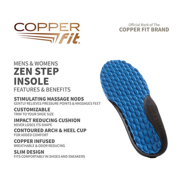 Copper Fit Mens Zen Step Comfort Insole, Size 8 To 14, 1 Pair
