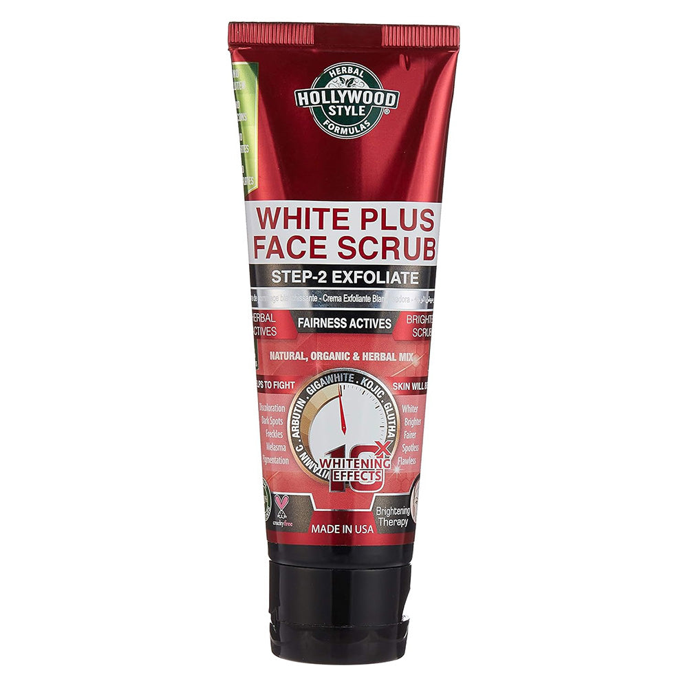Hollywood Style White Plus Exfoliating Face Scrub Deep Cleansing and Skin Brightening 3.2Oz (100ml)