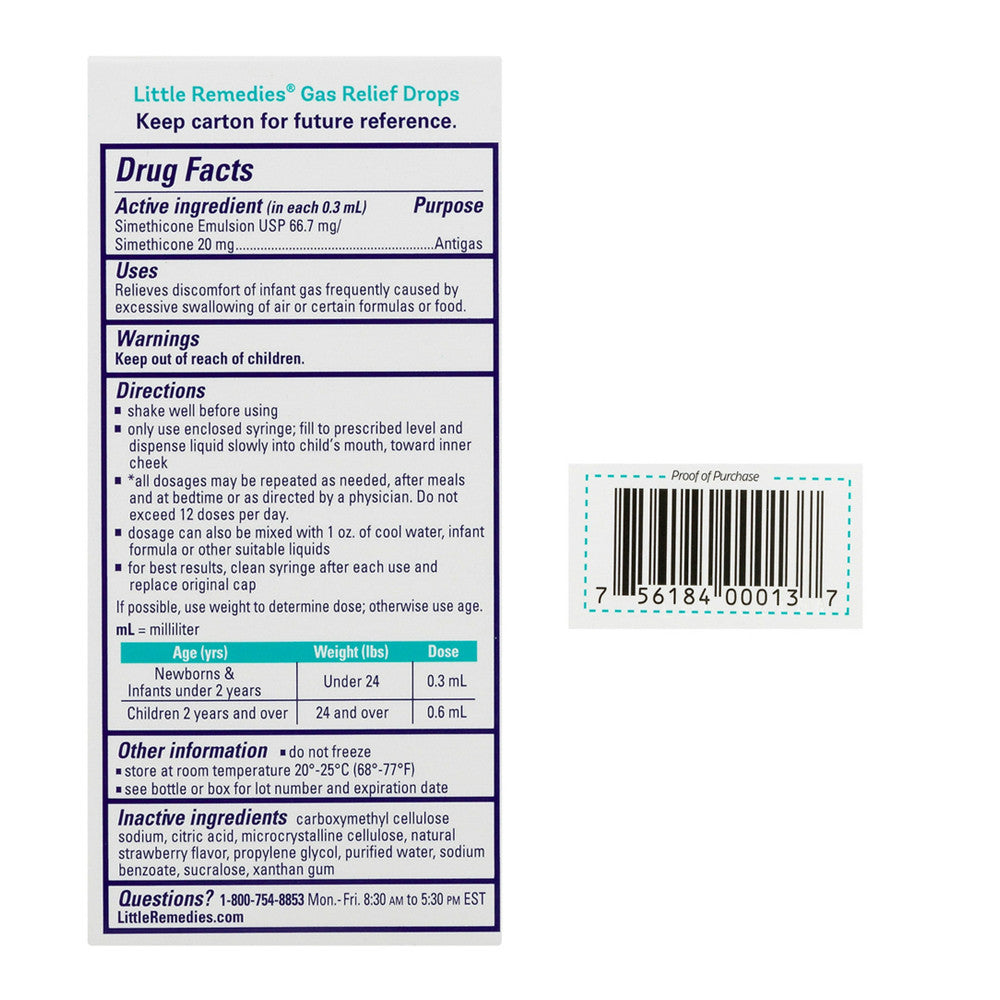 Little Tummys Gas Relief Drops For Safe, Gentle Relief Of Gas Discomfort - 1 Oz