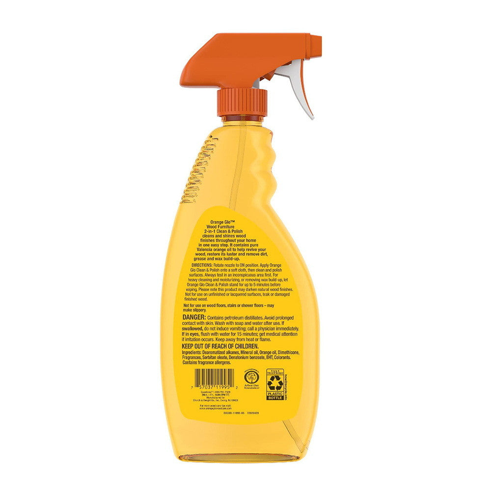 Orange Glo Wood Furniture 2 In 1 Cleaner And Polish, 16 Oz